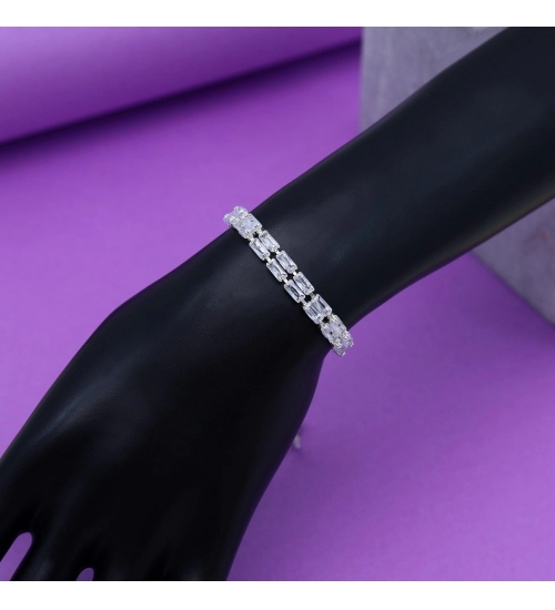 Generic Women's Silver Color Rhinestone Adjustable Bracelet 