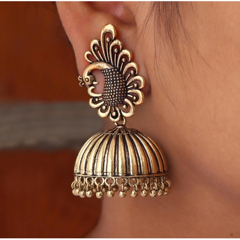 Generic Women's Ethnic Party Wear Oxidised Jhumka Earrings 