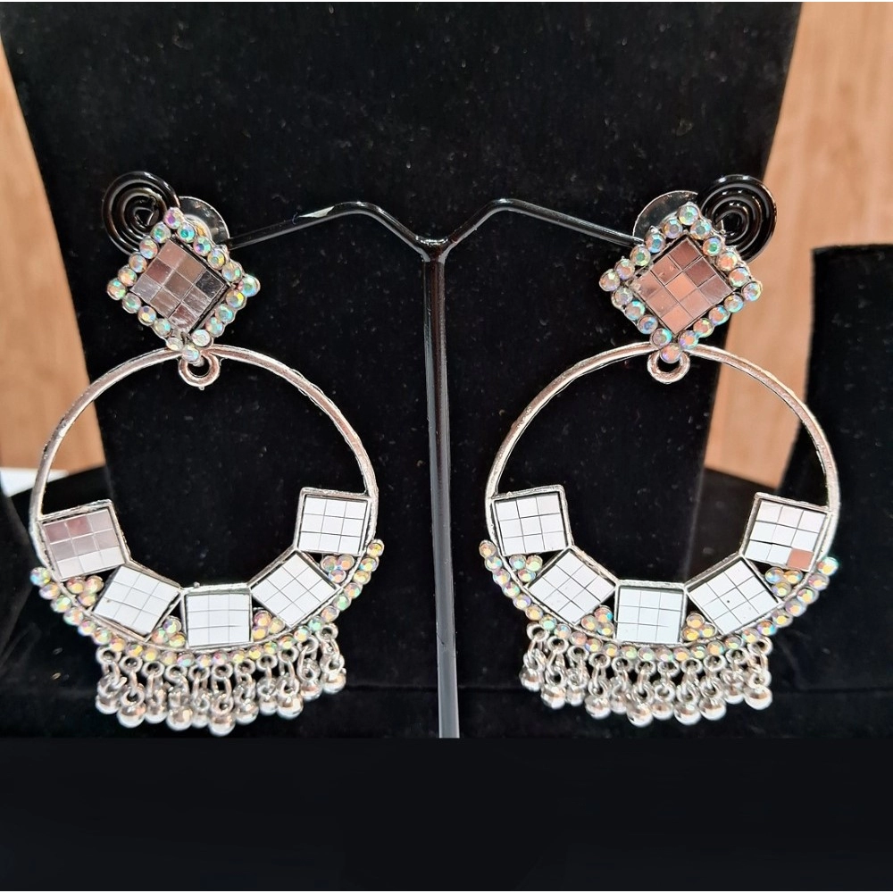 Generic Women's Silver Color Oxidised Earrings 