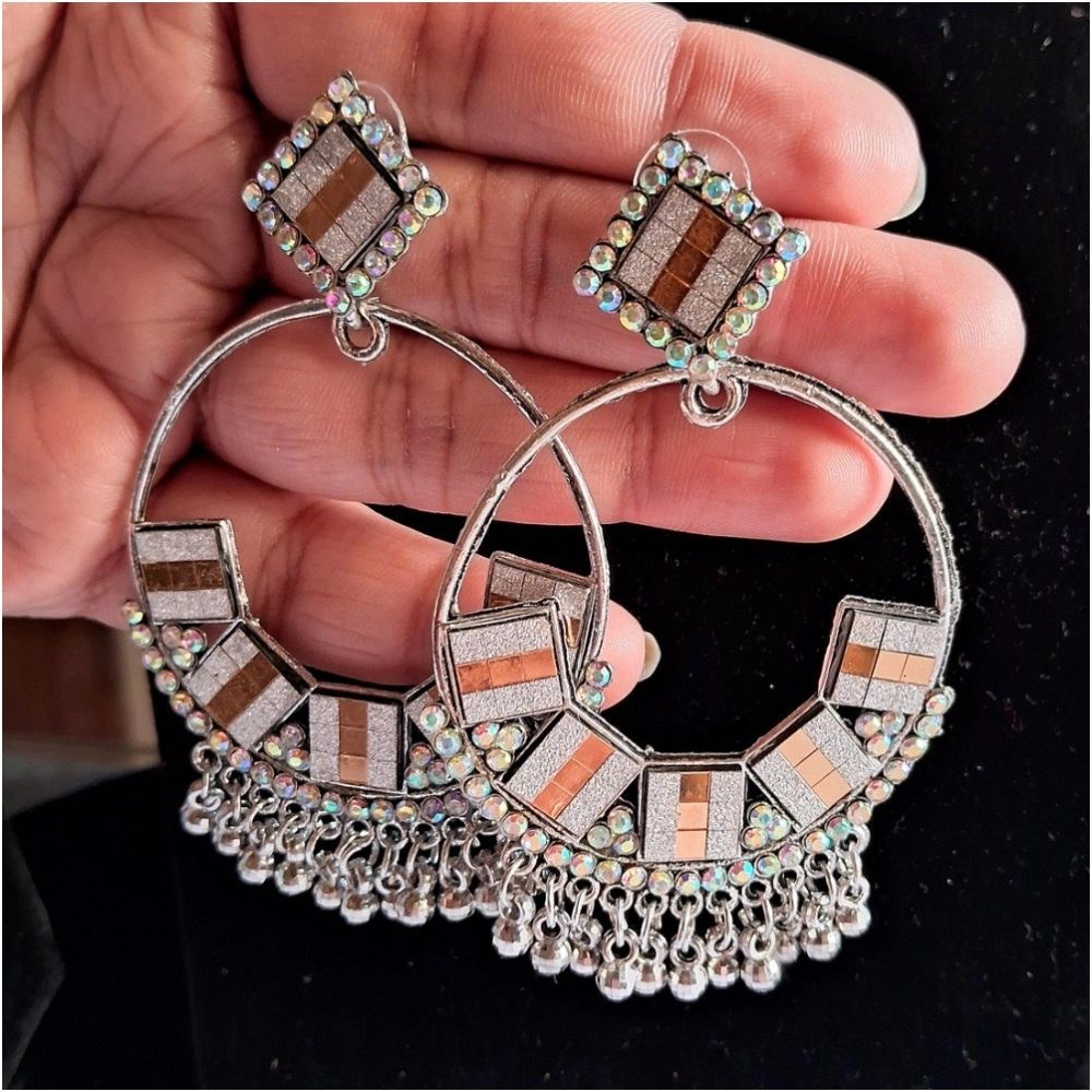 Generic Women's Gold &amp; Silver Color Oxidised Earrings 