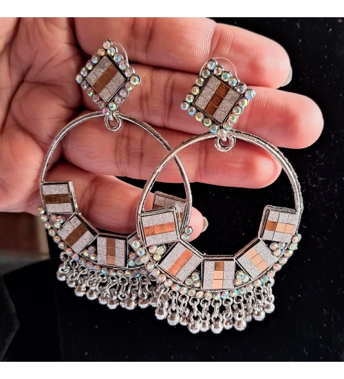 Generic Women's Gold &amp; Silver Color Oxidised Earrings 