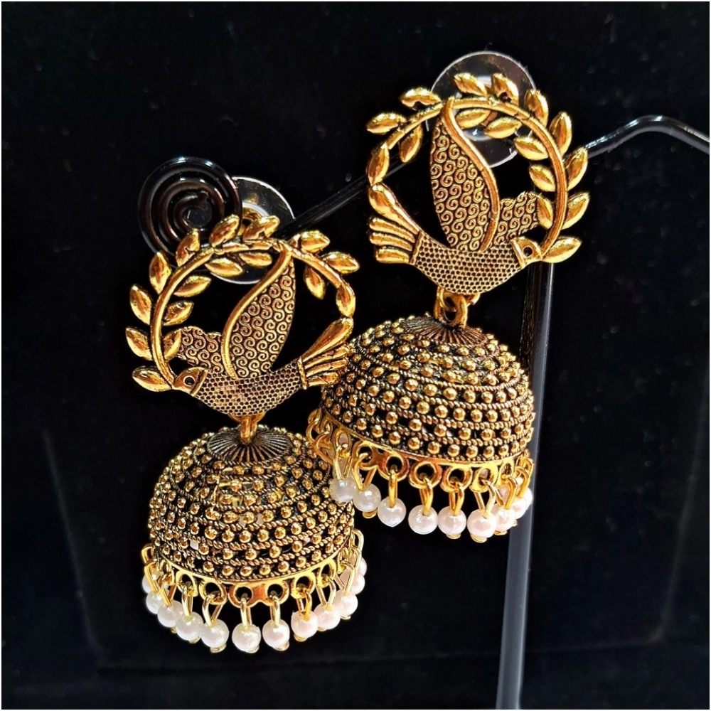 Generic Women's Gold Color Oxidised Earrings 