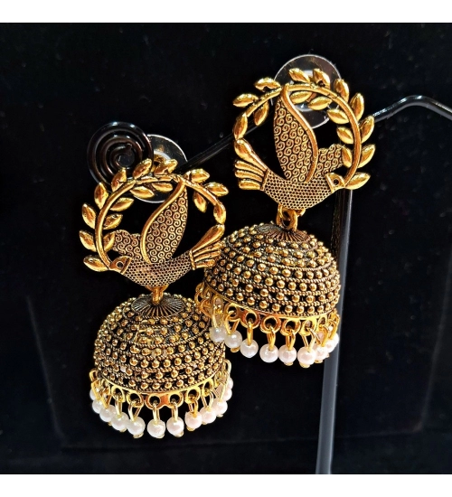 Generic Women's Gold Color Oxidised Earrings 