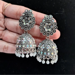 Generic Women's Silver Color Oxidised Earrings 