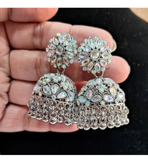 Generic Women's Silver Color Oxidised Earrings 