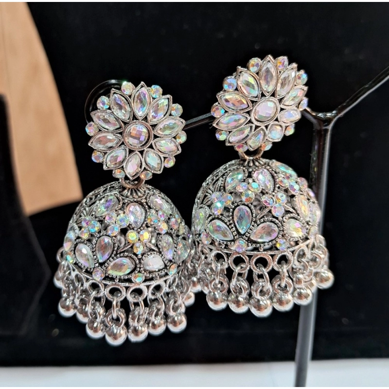 Generic Women's Silver Color Oxidised Earrings 