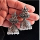 Generic Women's Silver Color Goddess Laxmi Temple Oxidised Earrings 