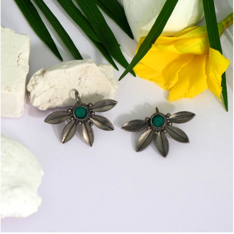Generic Women's Green Color Oxidised Earrings Generic Women's Green Color Oxidised Earrings