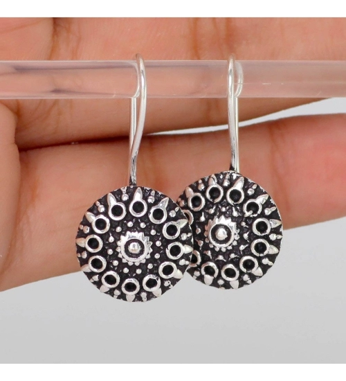 Generic Women's Handmade Indian Traditional Designer Silver Oxidised Stud Brass Earrings 