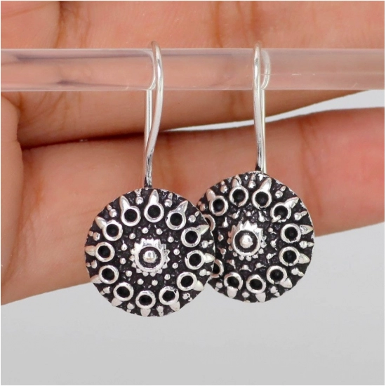 Generic Women's Handmade Indian Traditional Designer Silver Oxidised Stud Brass Earrings 