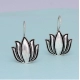 Generic Women's Lotus Oxidised Silver Plated Stud Dangler Earrings 
