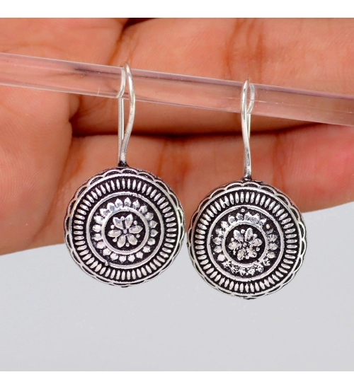 Generic Women's Oxidised Silver Tone Fashion Earrings Studs 