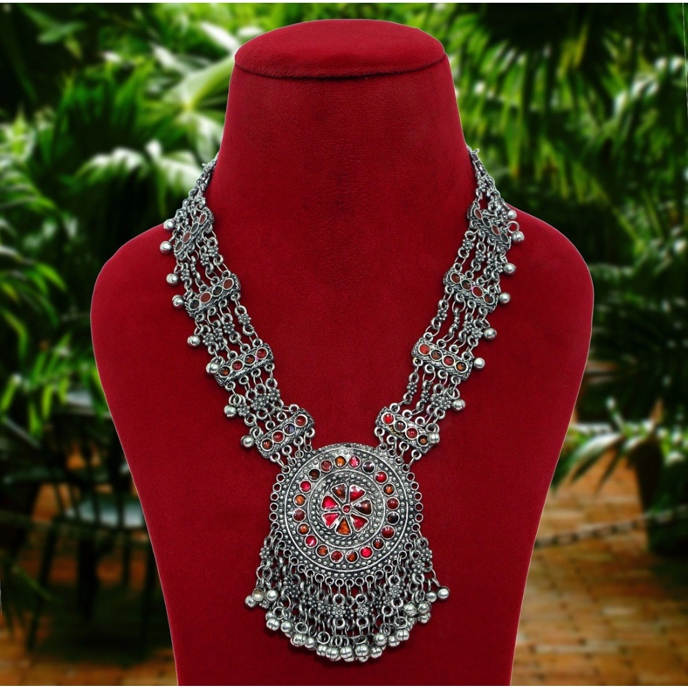 Generic Women's Multi Color Oxidised Meena Necklace 