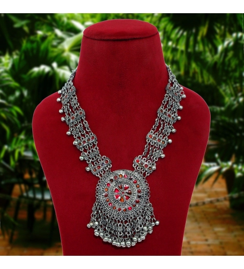 Generic Women's Multi Color Oxidised Meena Necklace 