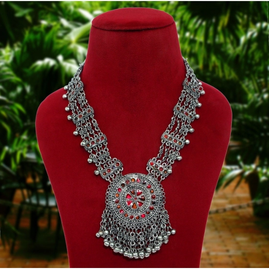 Generic Women's Multi Color Oxidised Meena Necklace 