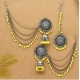 Generic Women's Yellow Color Oxidised Earrings Tikka Set 