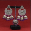 Generic Women's Purple Color Oxidised Earrings Tikka Set 
