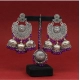 Generic Women's Purple Color Oxidised Earrings Tikka Set 