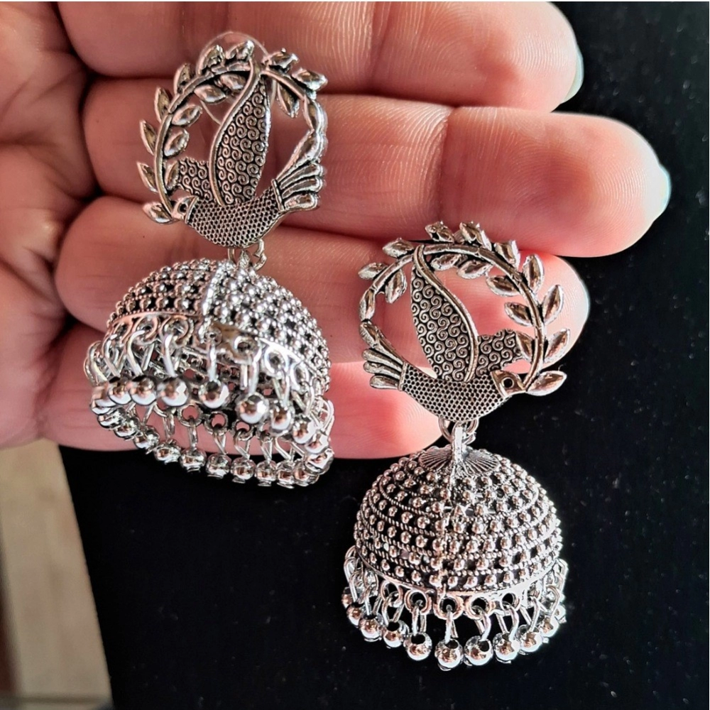 Generic Women's Silver Color Oxidised Earrings 