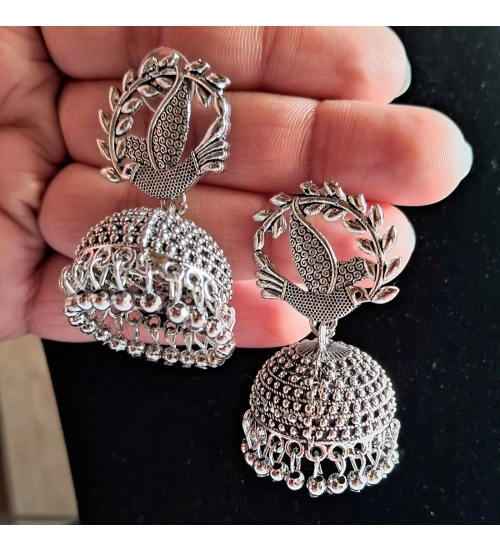 Generic Women's Silver Color Oxidised Earrings 