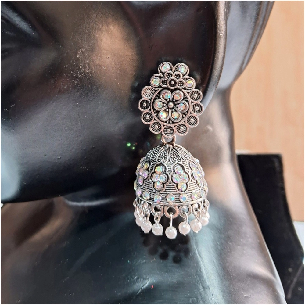 Generic Women's Silver Color Oxidised Earrings 