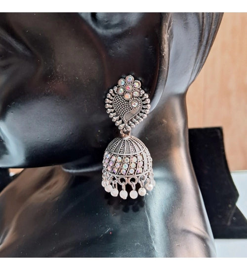 Generic Women's Silver Color Oxidised Earrings 