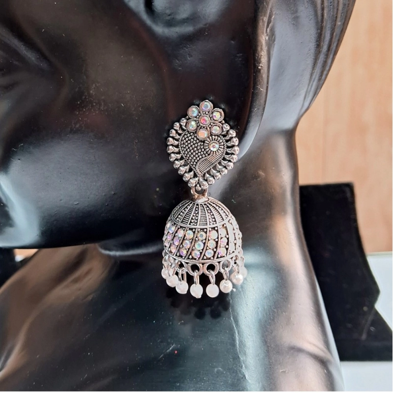 Generic Women's Silver Color Oxidised Earrings Generic Women's Silver Color Oxidised Earrings