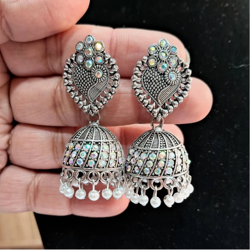 Generic Women's Silver Color Oxidised Earrings Generic Women's Silver Color Oxidised Earrings
