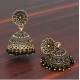 Generic Women's Rajasthani Traditional Wedding Collection Floral Design Gold Oxidised Black Color Jhumki Earrings 