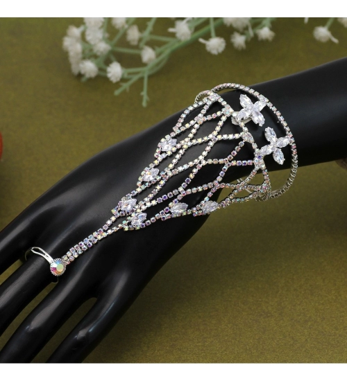 Generic Women's White Color Hathphool Adjustable Bracelet