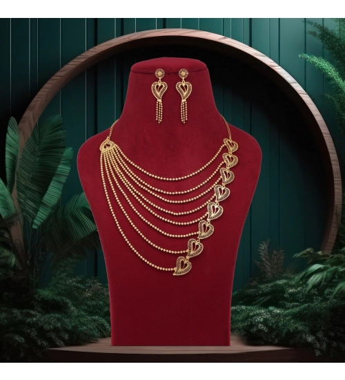 Generic Women's Gold Color Gold Plated Necklace Set Adjustable Chain