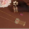 Generic Women's Red &amp; Green Color Gold Plated Necklace Set Adjustable Chain