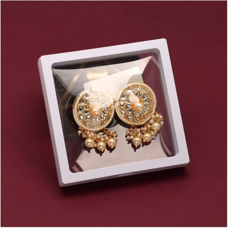Generic Women's Gold Color Kundan Earrings 