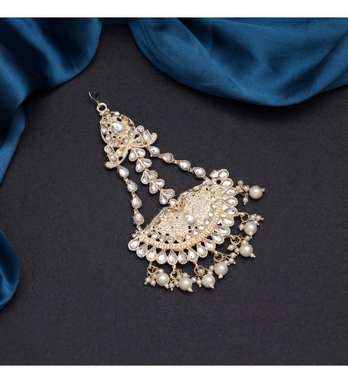 Generic Women's White Color Kundan Maang Pasa Generic Women's White Color Kundan Maang Pasa