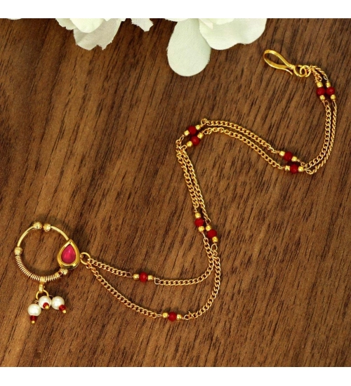 Generic Women's Rani Color Nose Nath 