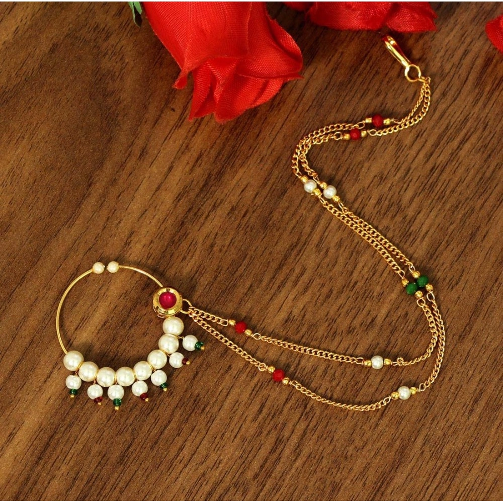 Generic Women's Rani &amp; Green Color Nose Nath 