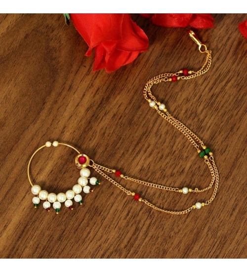 Generic Women's Rani &amp; Green Color Nose Nath 