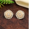 Generic Women's White Color Kundan Stud Earrings 