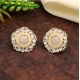 Generic Women's White Color Kundan Stud Earrings 
