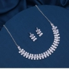 Generic Women's Silver Color Stone Necklace Set Adjustable Chain 