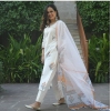 Generic Women's Casual 3/4th Sleeve Printed Cotton Kurti Set (White)