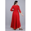Generic Women's Casual 3/4th Sleeve Embroidered Viscose Rayon Kurti (Maroon)