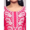 Generic Women's Casual 3/4th Sleeve Embroidered Georgette Kurti (Pink)