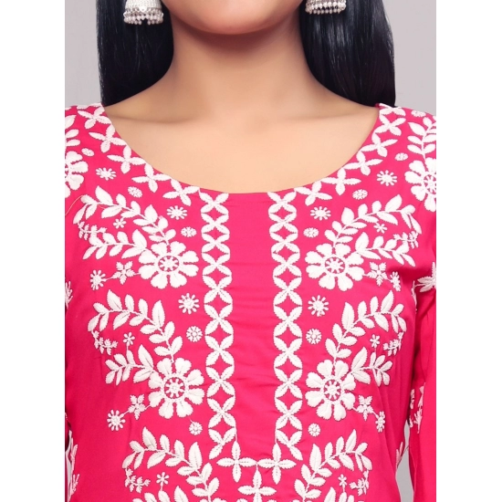 Generic Women's Casual 3/4th Sleeve Embroidered Georgette Kurti (Pink) Generic Women's Casual 3/4th Sleeve Embroidered Georgette Kurti (Pink)