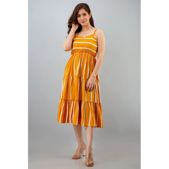 Generic Women's Casual Sleeveless Striped Crape Dresses (Mustard) Generic Women's Casual Sleeveless Striped Crape Dresses (Mustard)