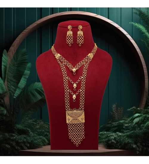 Generic Women's Gold Color Gold Plated Necklace Set Adjustable Chain