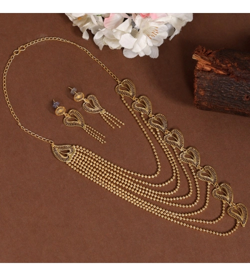 Generic Women's Gold Color Gold Plated Necklace Set Adjustable Chain