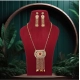 Generic Women's Red &amp; Green Color Gold Plated Necklace Set Adjustable Chain