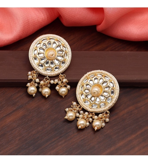 Generic Women's Gold Color Kundan Earrings 