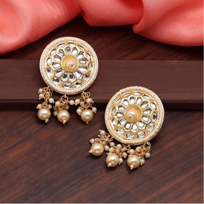 Generic Women's Gold Color Kundan Earrings 